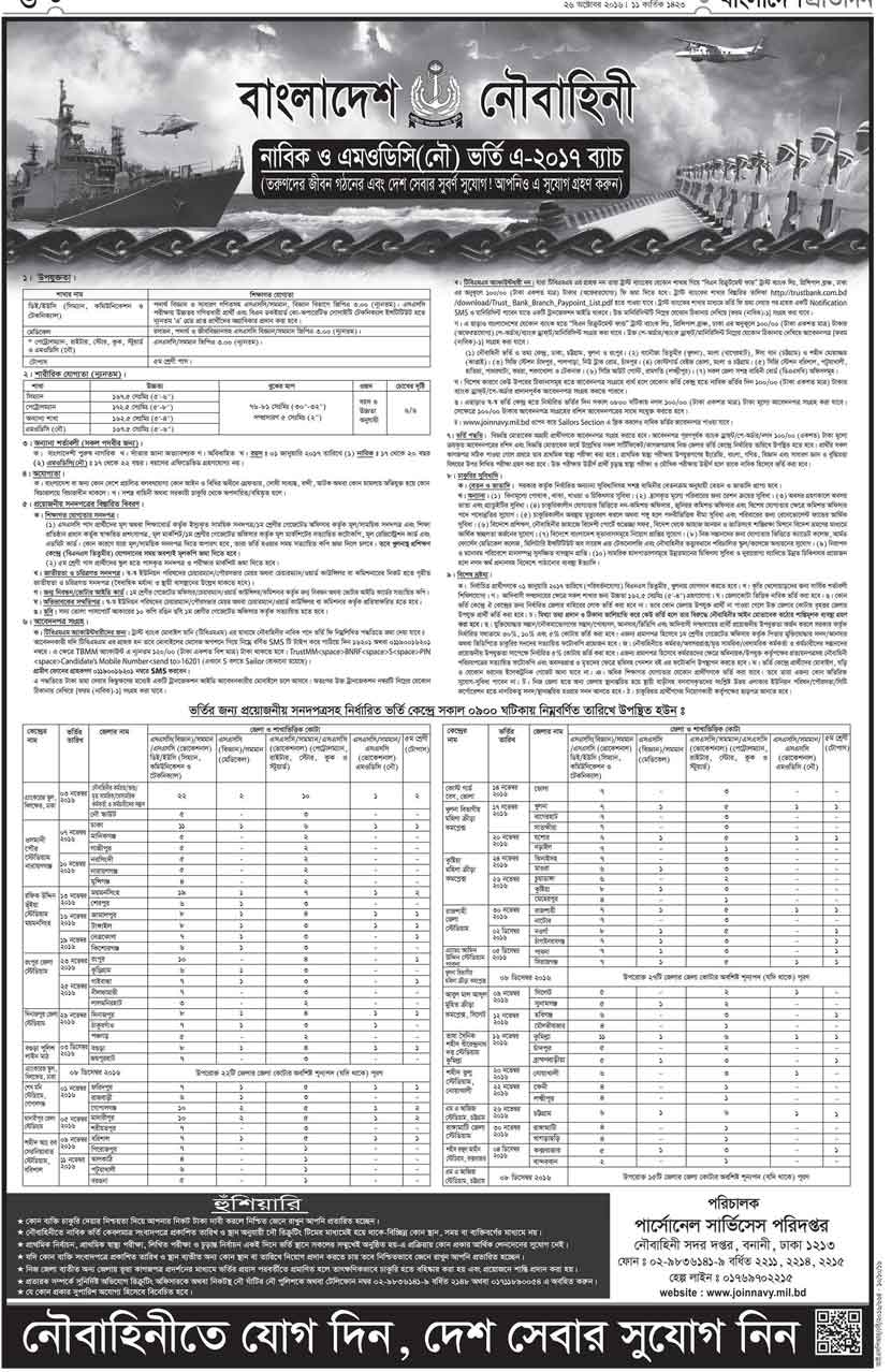 বাংলাদেশ নৌবাহিনীতে ৬০০ জনের চাকরি